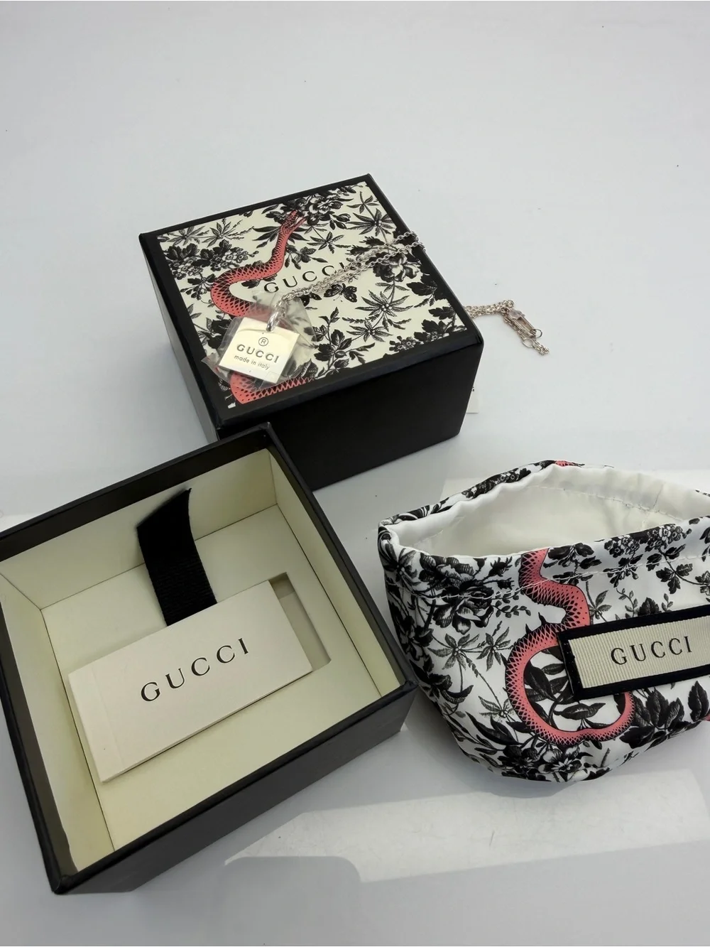 Gucci Sterling Silver Trademark Logo Square Pendant Necklace